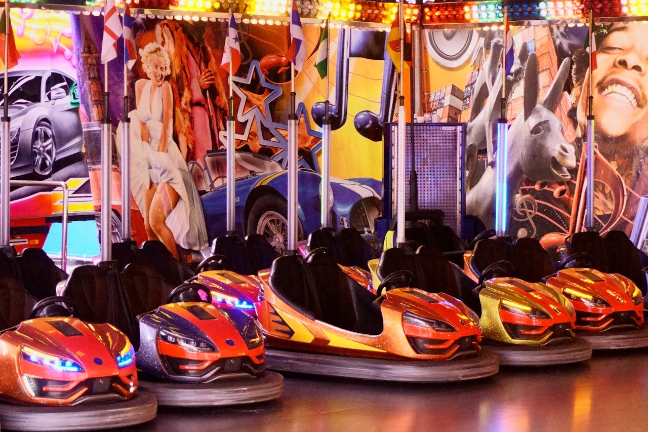 Bumper cars at an amusement park
